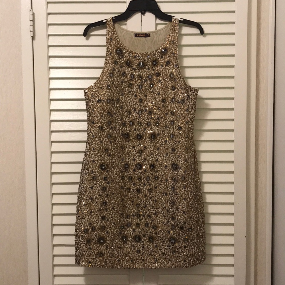 Vintage sequined, beaded and faux pearl dress